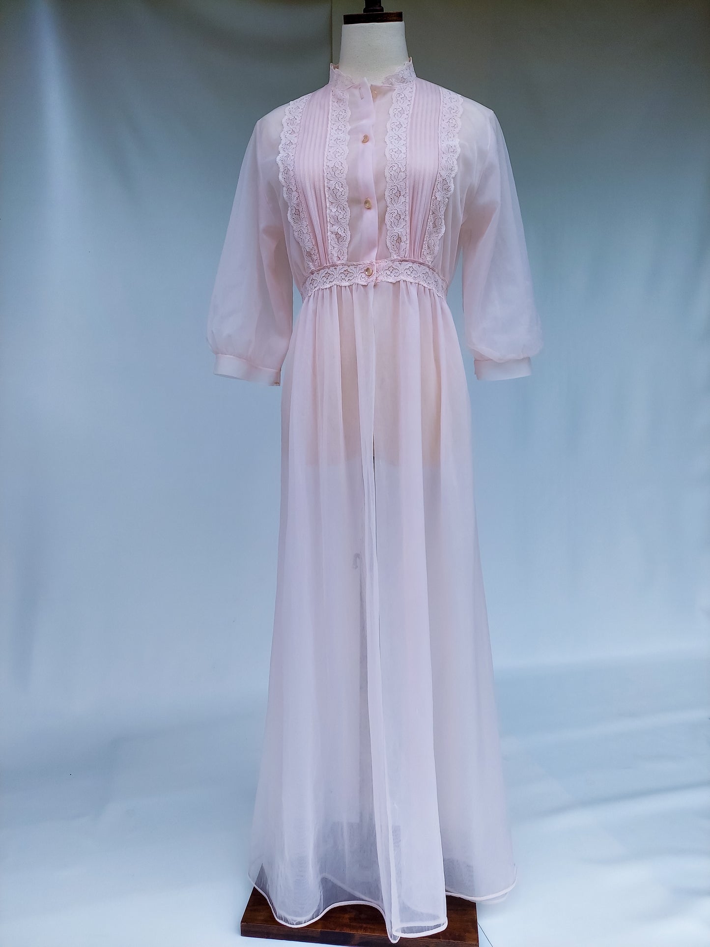 Vintage Sheer Lace Pink Peignoir | S-M