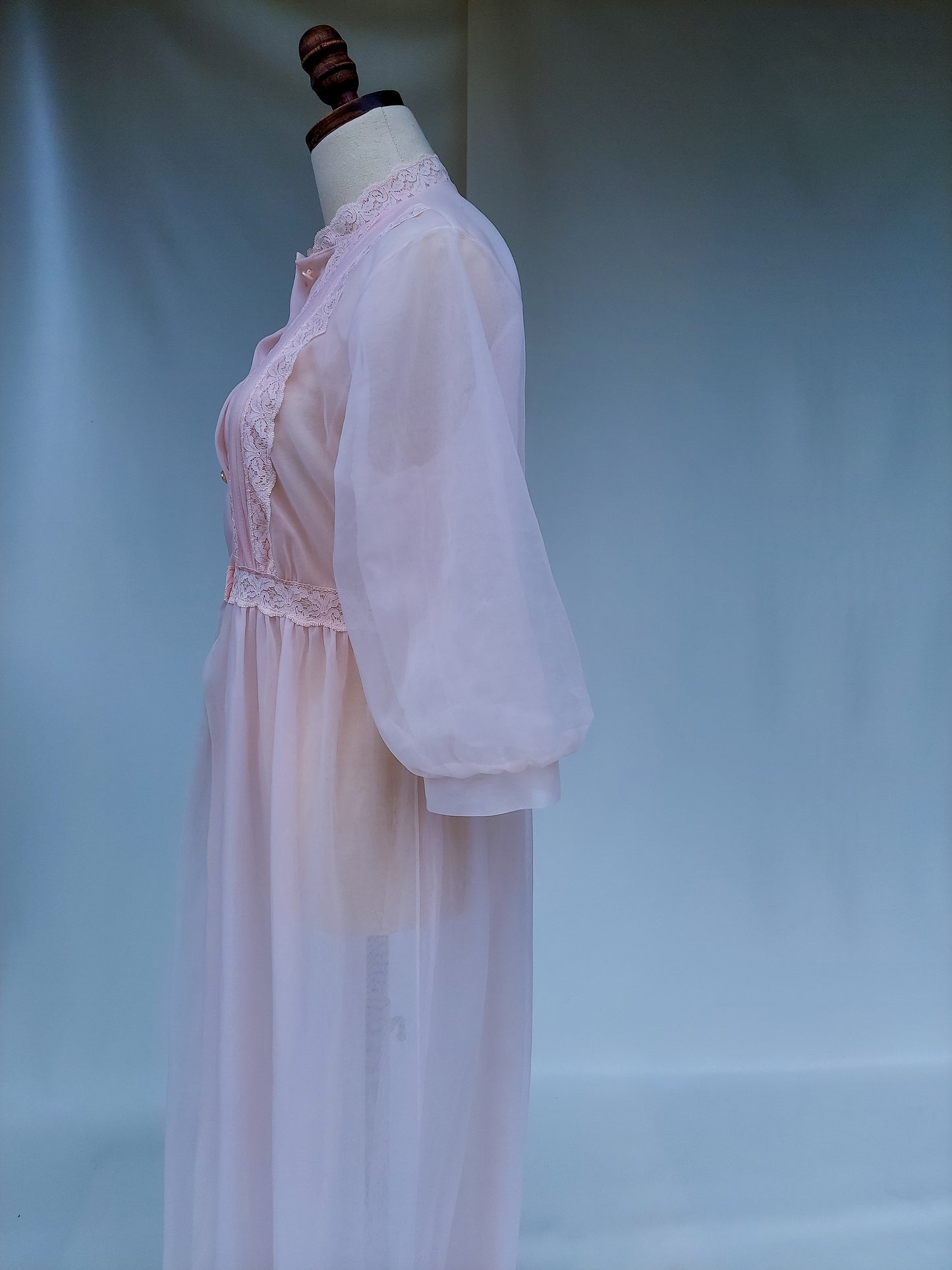 Vintage Sheer Lace Pink Peignoir | S-M